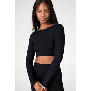 Fabletics Kinsley Lace-Up Long-Sleeve Crop Top Small